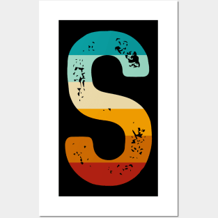 Retro Letter S Monogram Alphabet Lovers Kids Men Women Posters and Art